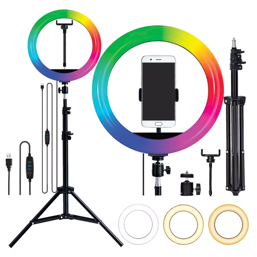 ARO DE LUZ LED RGB 10" 26CM 7 COLORES