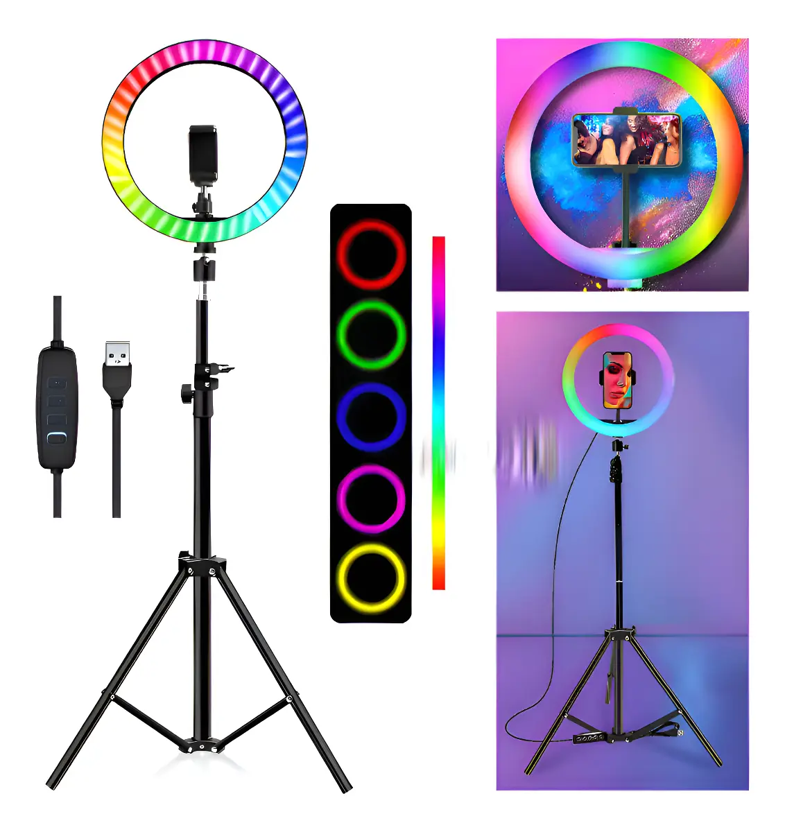 ARO DE LUZ LED RGB 12" 30CM + TRIPODE