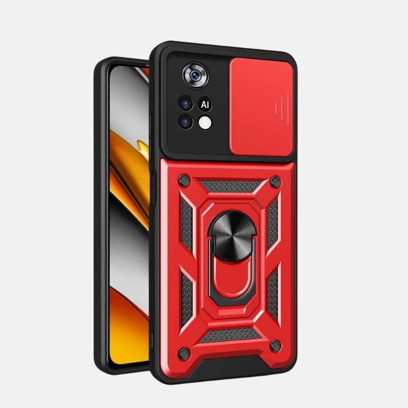FUNDA SUPER RING NEGRA XIAOMI POCO X4 ROJO