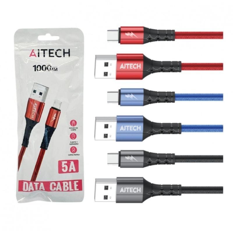 CABLE USB AITECH MALLADO CARGA RAPIDA 5A TIPO C