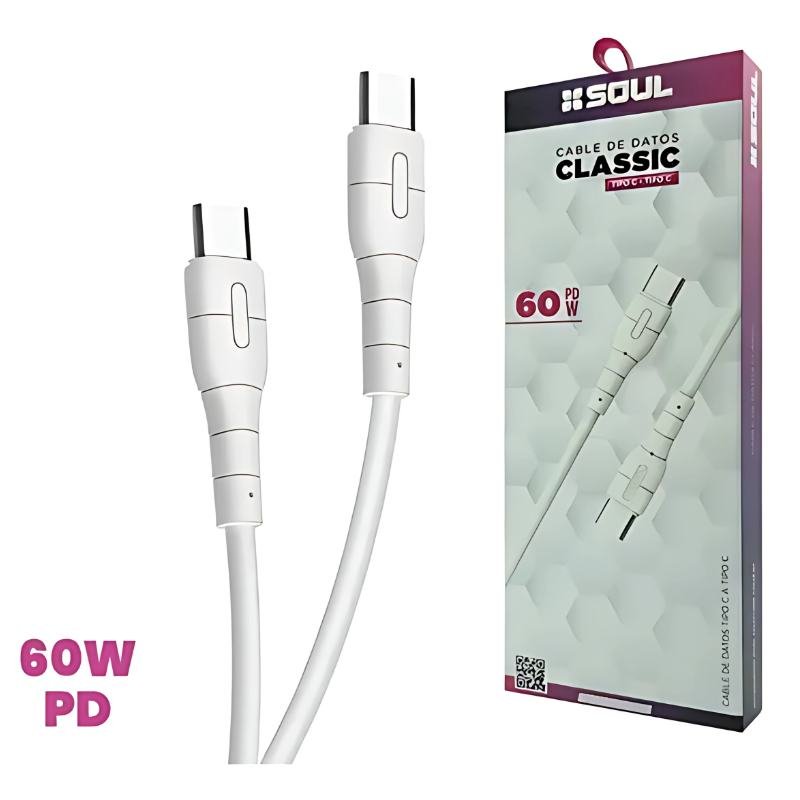 CABLE USB TIPO C / TIPO C CLASSIC 60W (SOUL)