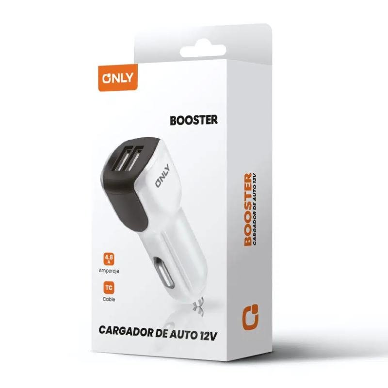 CARGADOR AUTO 12V BOOSTER MODS-500 - 2 USB + CABLE TIPO C ONLY