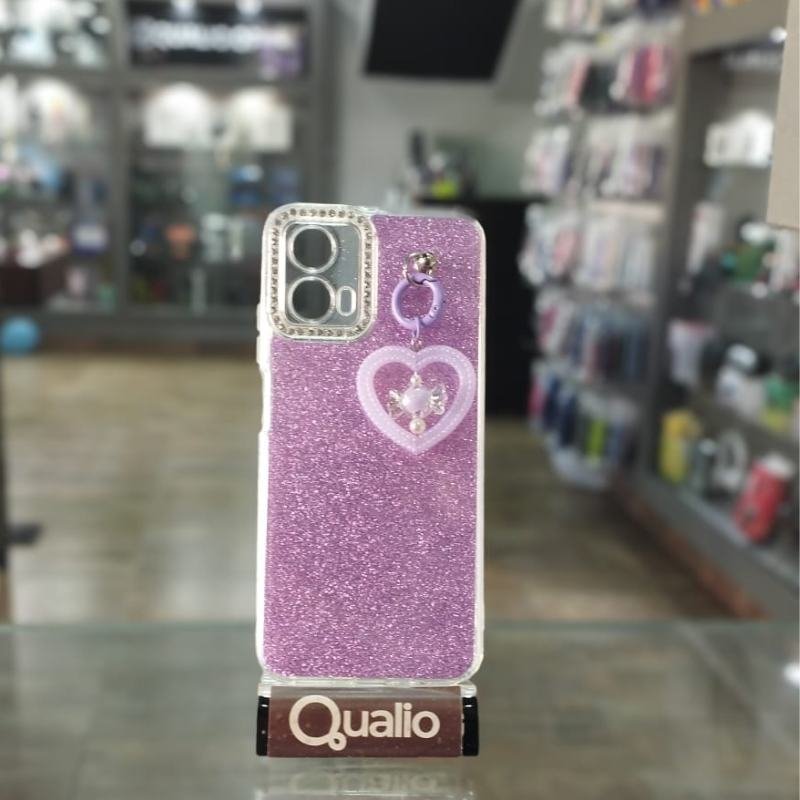 FUNDA BRILLO CORAZON MOTOROLA G45
