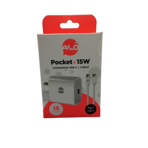 CARGADOR ALO POCKET 15W TYPE-C CON CABLE TYPE-C-C