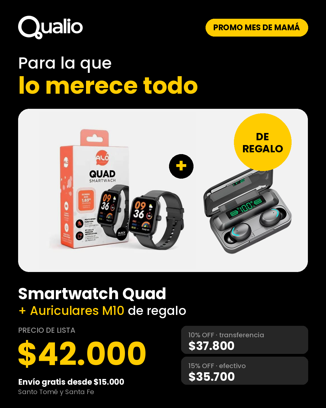 SMART WATCHES ALO QUAD NEGRO