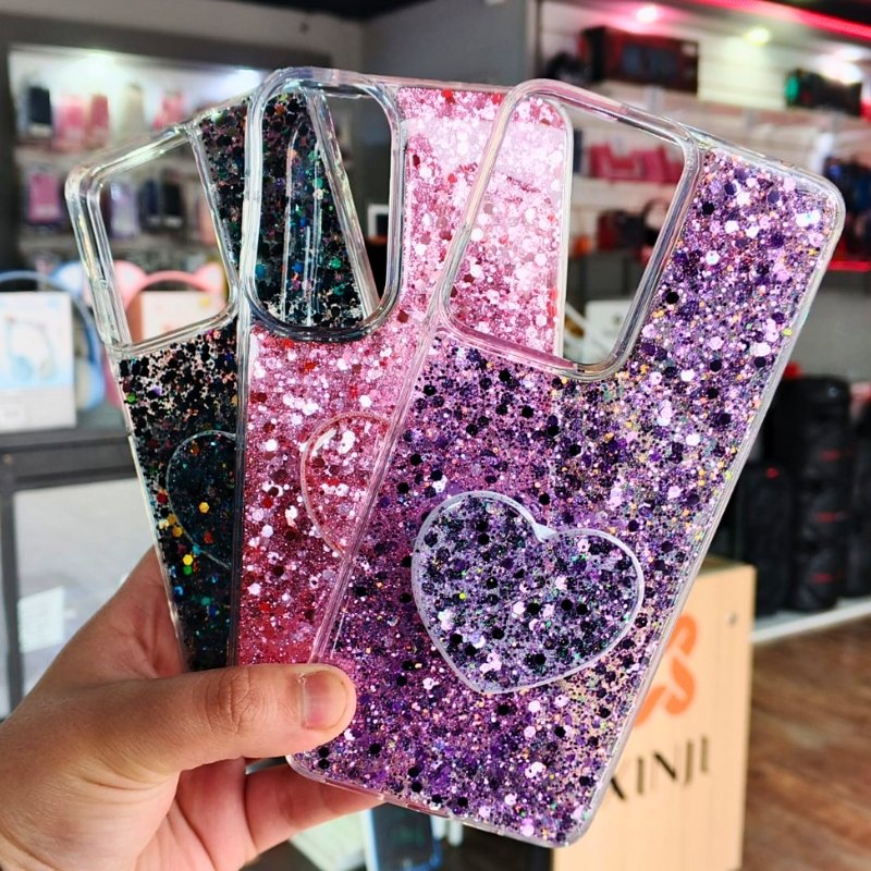 FUNDA BRILLO CLASICA + POP SAMSUNG A35 ROSA