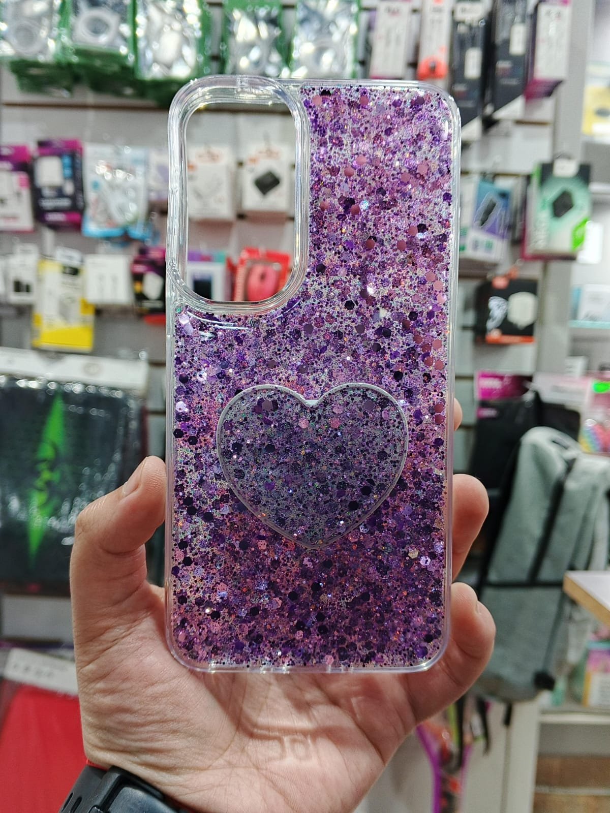 FUNDA BRILLO CLASICA + POP SAMSUNG A35 LILA