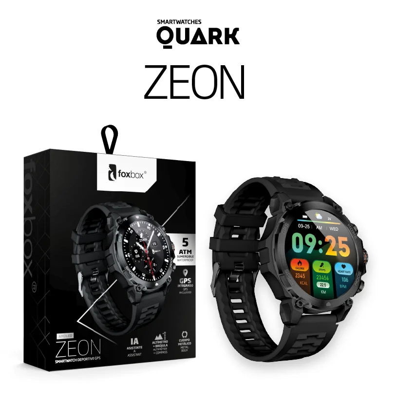 SMARTWATCH DEPORITVO ZEON NEGRO CON MALLA EXTRA NARANJA