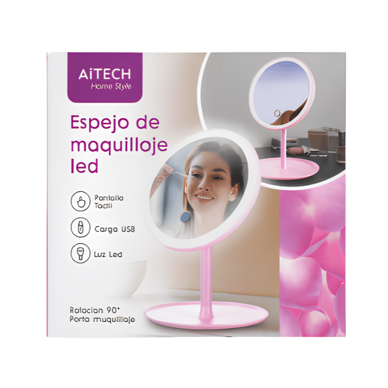 Alternative view of ESPEJO DE MAQUILLAJE AITECH LUCES LED CON BASE 3 TONOS