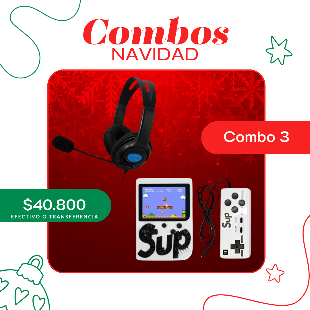 COMBO NAVIDEÑO 3 - CONSOLA SUP RETRO + AURICULAR GAMER ONLY G-890