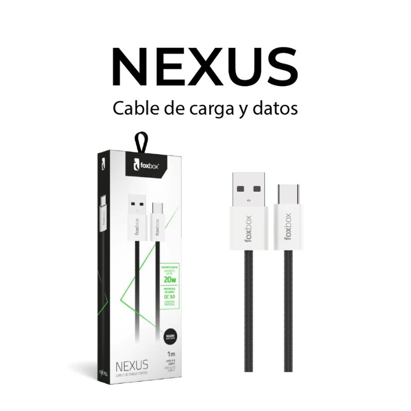 CABLE FOXBOX NEXUS PRO 60W 1M TIPO C A TIPO C BLANCO