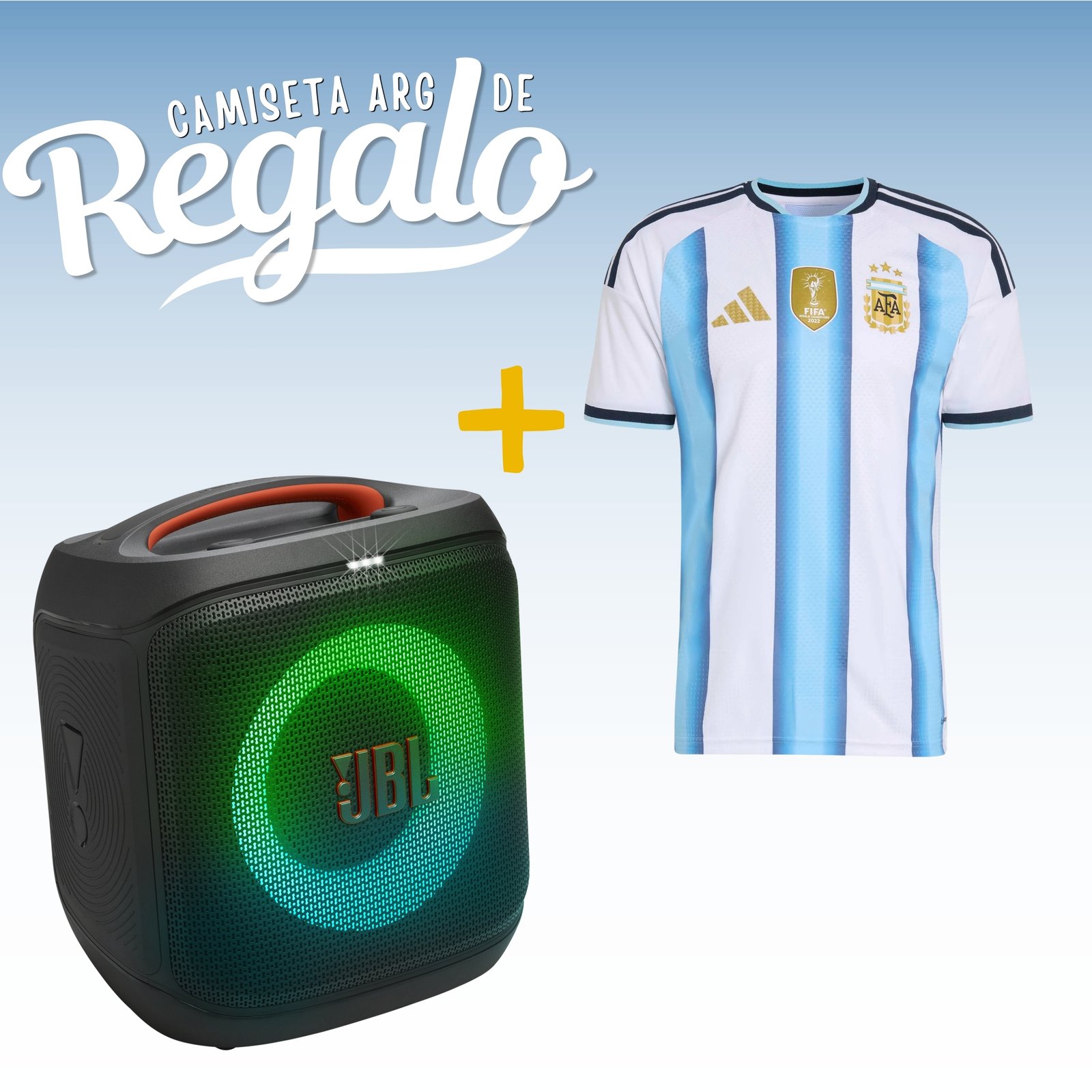 PARLANTE PORTATIL JBL PARTYBOX ENCORE ESSENTIAL + CAMISETA DE ARGENTINA DE REGALO