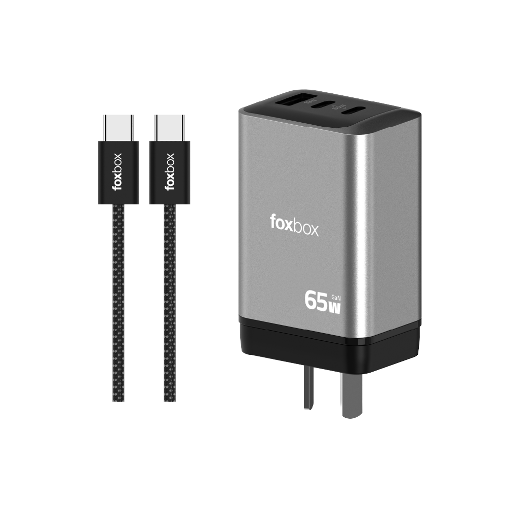 Alternative view of CARGADOR DE PARED FOXBOX MEGA 3 65W PD QC CON CABLE TIPO C A TIPO C