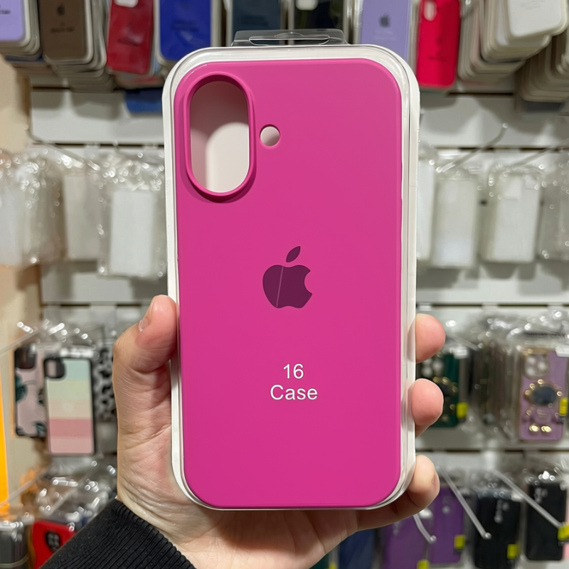 FUNDA SILICONE CASE FUCSIA IPHONE 16