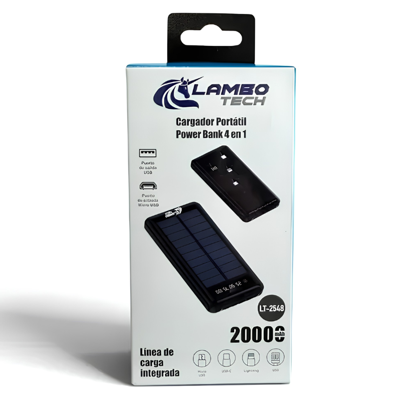 CARGADOR PORTATIL POWER BANK 4N1 SOLAR LT-2548 2000MAH