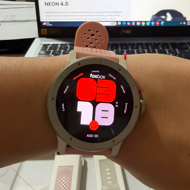 SMARTWATCH FOXBOX URBANO NEON 4 NEGRO CON CORREA EXTR GRIS OSCURO