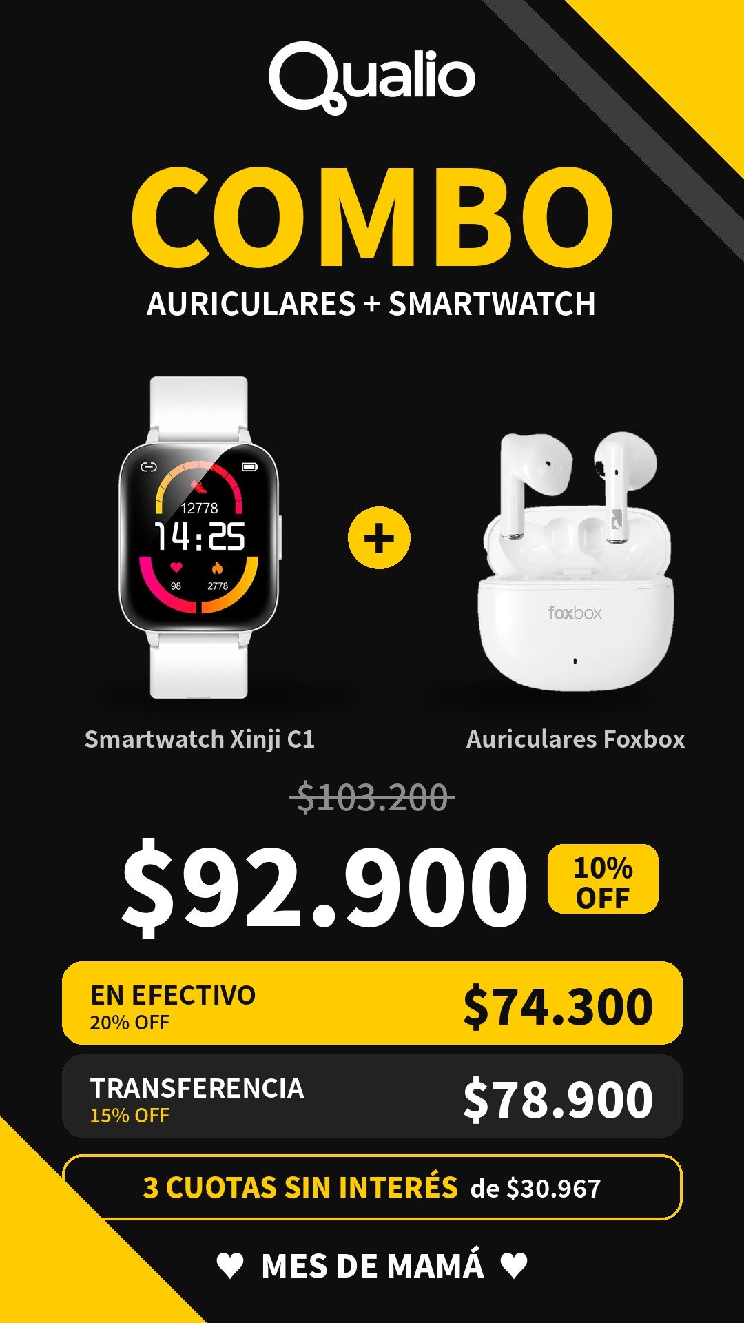 SMARTWATCH XINNJI C1 + AURICULAR BLUE TWS FOXBOX HARMONY